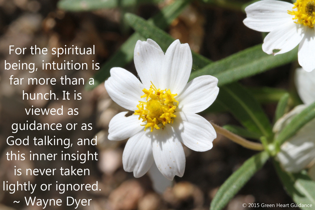 For the spiritual being, intuition is far more than a hunch. It is viewed as guidance or as God talking, and this inner insight is never taken lightly or ignored. ~ Wayne Dyer 