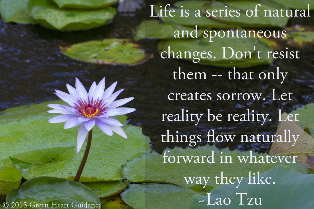 Life is a series of natural and spontaneous changes. Don't resist them - that only creates sorrow. Let reality be reality. Let things flow naturally forward in whatever way they like. ~Lao Tzu 